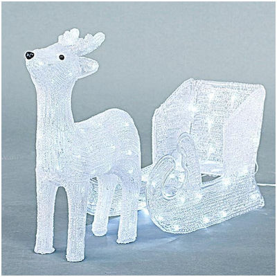 Eurolamp Φωτιζόμενη Χριστουγεννιάτικη Πλαστική Φιγούρα Τάρανδος Λευκός Ύψους 47εκ.